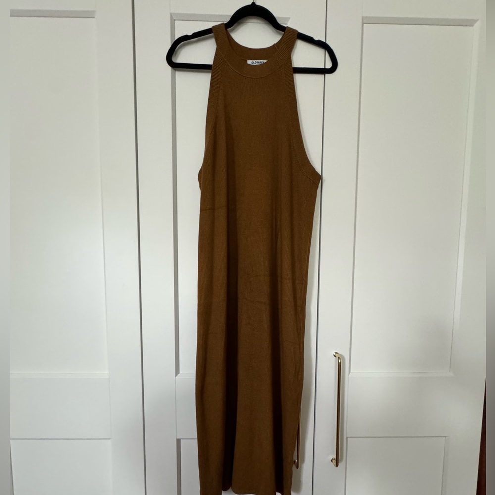 Old Navy Womens Striped Fitted Sleeveless Rib Knit Midi Sweater dress
